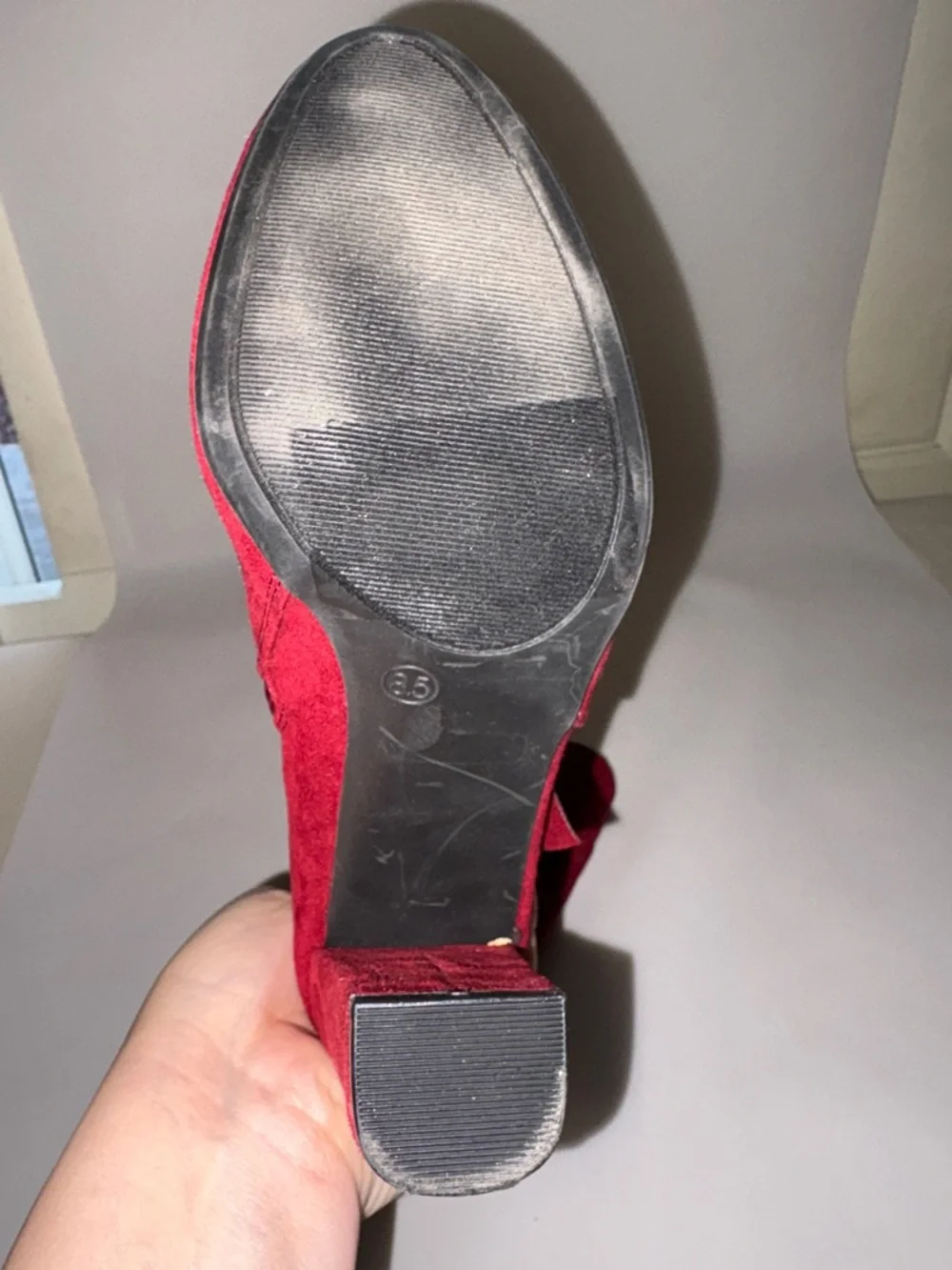 Journee Collection Over-the-Knee Suede Boots in Deep‎ Red Size 8.5